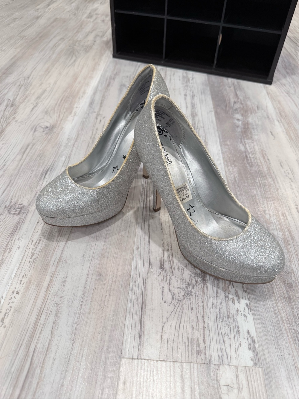 Brash Silver Glitter Platform Pumps